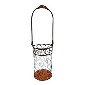 Unbranded Wicker & Metal Wine Caddy